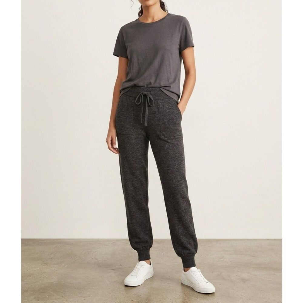 J.Crew Dark Charcoal Knit Lounge Joggers Merino Wool Elastic Waist Cuffs Sz S